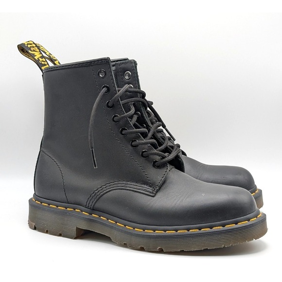 Dr. Martens 1460 SR Safety Work Boot Mens 8 Black Leather Slip Resistant DM570